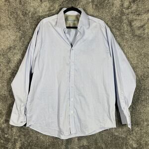 Twillory Performance Shirt Mens 17.5 34/35 Blue Houndstooth Traditional Fit